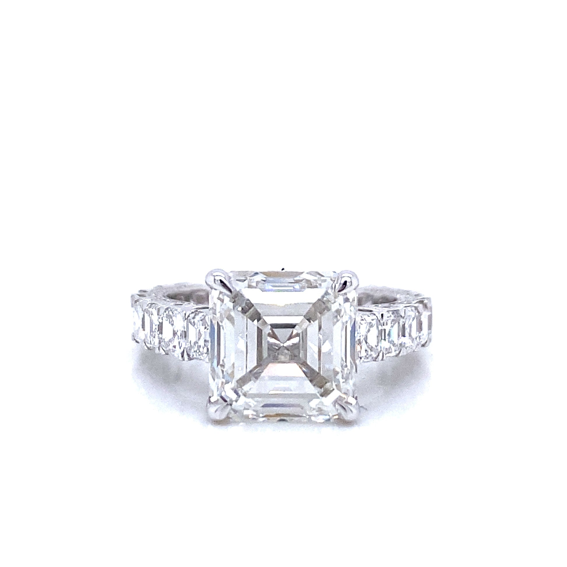 Lizbeth 9 Carat Asscher Cut Lab Grown Diamond Engagement Ring. Eternity Band.  IGI Certified