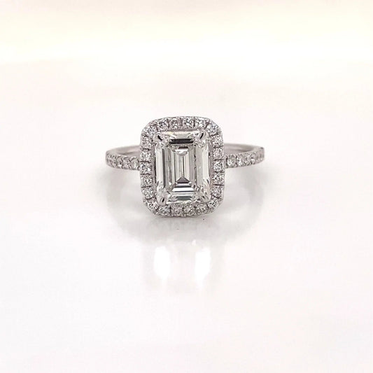 LILAH 6 Carat Emerald Cut Lab Grown Diamond Engagement Ring. Three-Stone. IGI Certified