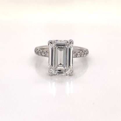 LEILANI 6 Carat Emerald Cut Lab Grown Diamond Engagement Ring. IGI Certified