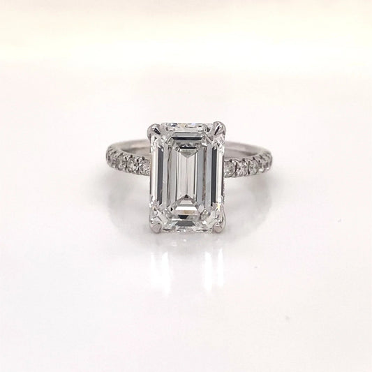 LEILANI 6 Carat Emerald Cut Lab Grown Diamond Engagement Ring. IGI Certified