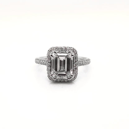 LEISL 4 Carat Emerald Cut Lab Grown Diamond Engagement Ring Halo IGI Certified