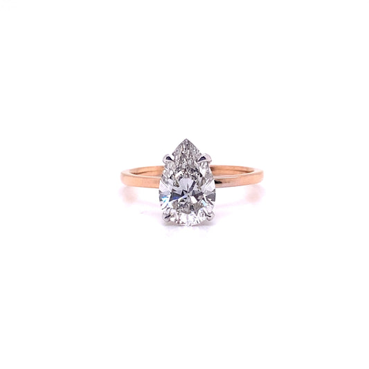 LAVO 2 Carat Pear Shaped Lab Grown Diamond Engagement Ring Rose Gold IGI Certified