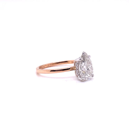 LAVO 2 Carat Pear Shaped Lab Grown Diamond Engagement Ring Rose Gold IGI Certified