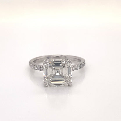 LASH 4 Carat Asscher Cut Lab Grown Diamond Engagement Ring Front View