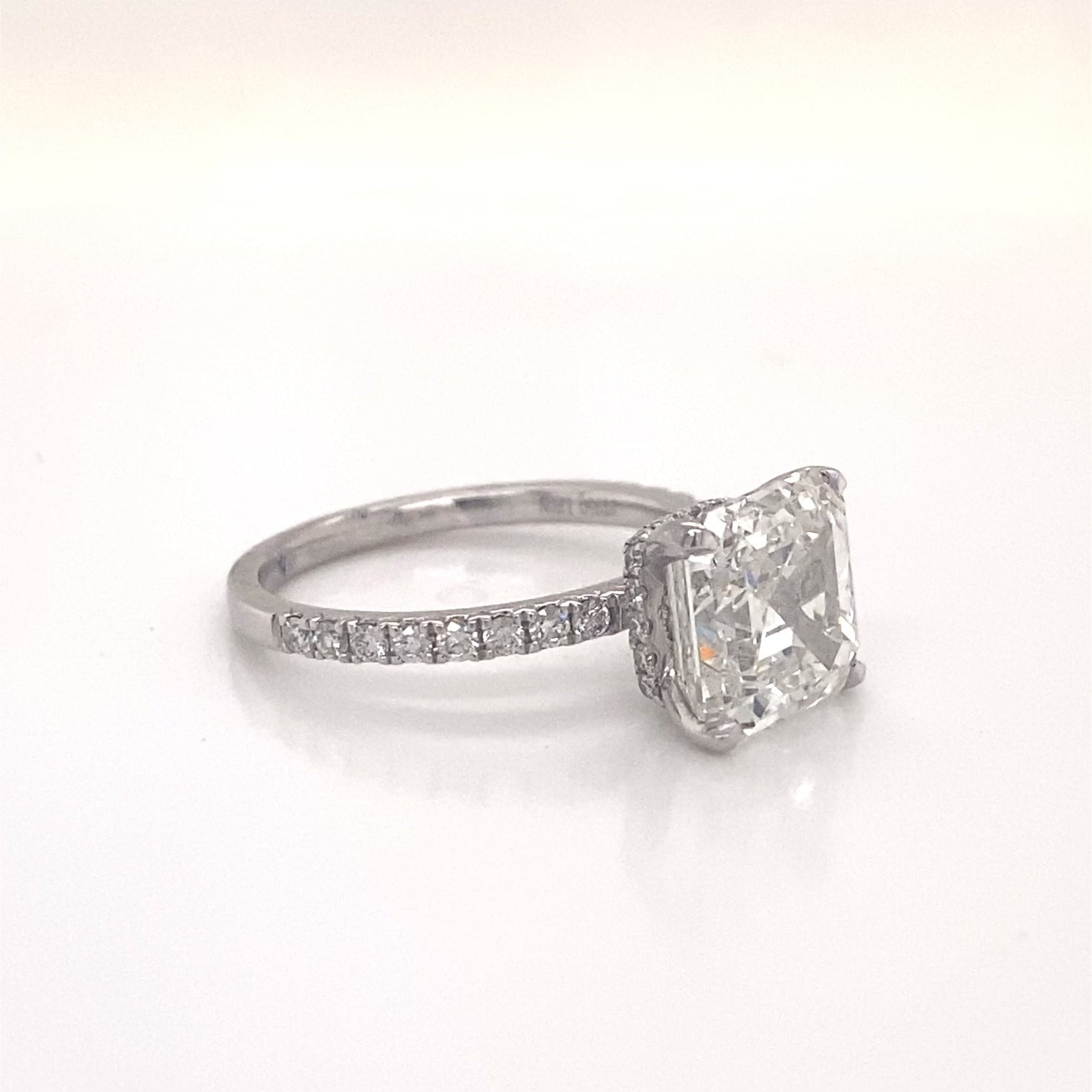 LASH 4 Carat Asscher Cut Lab Grown Diamond Engagement Ring Side View