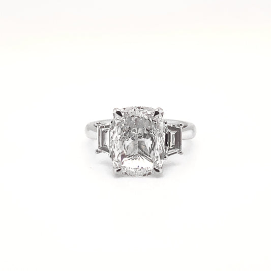 LIMAS 4 Carat Cushion Cut Lab Grown Diamond Engagement Ring Three Stone  IGI Certified