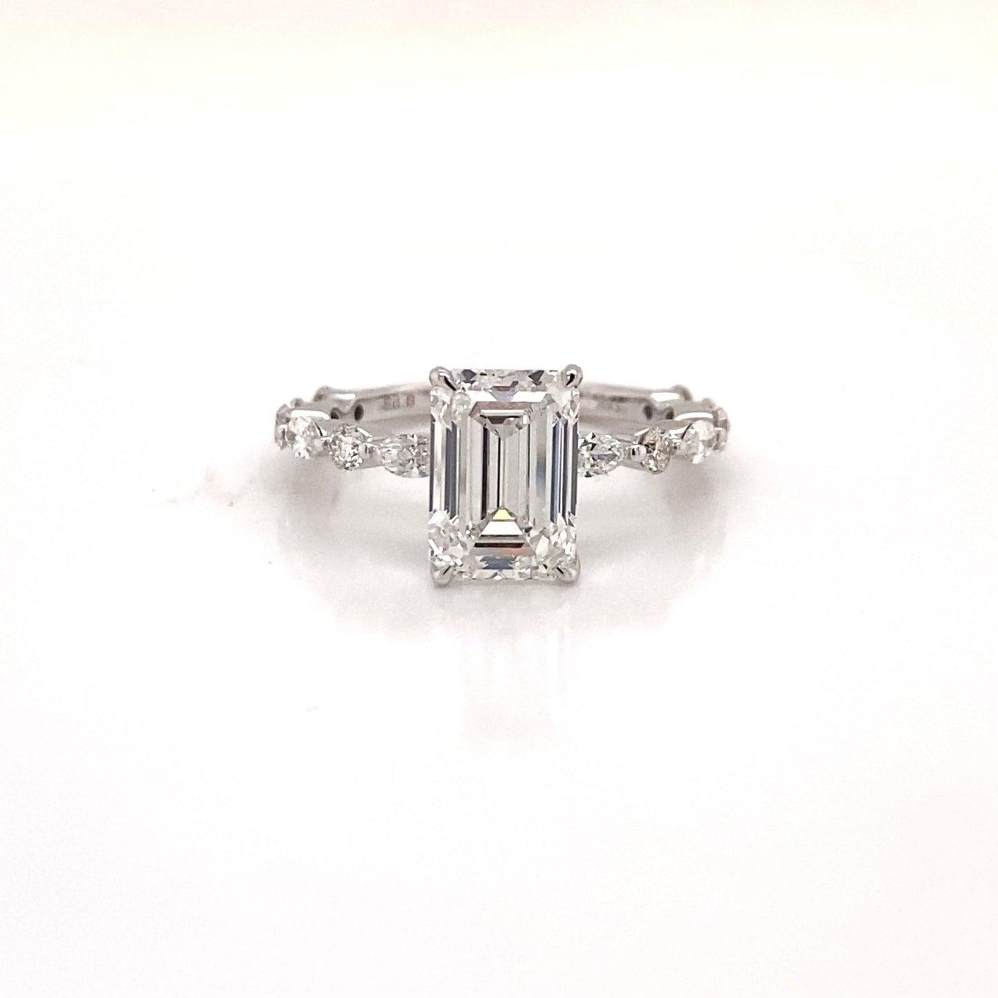 LIN 3 Carat Emerald Cut Lab Grown Diamond Engagement Ring IGI Certified