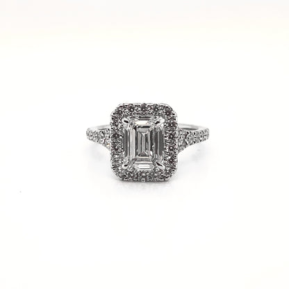 LUMA 4 Carat Emerald Cut Lab Grown Diamond Engagement Halo Ring IGI Certified