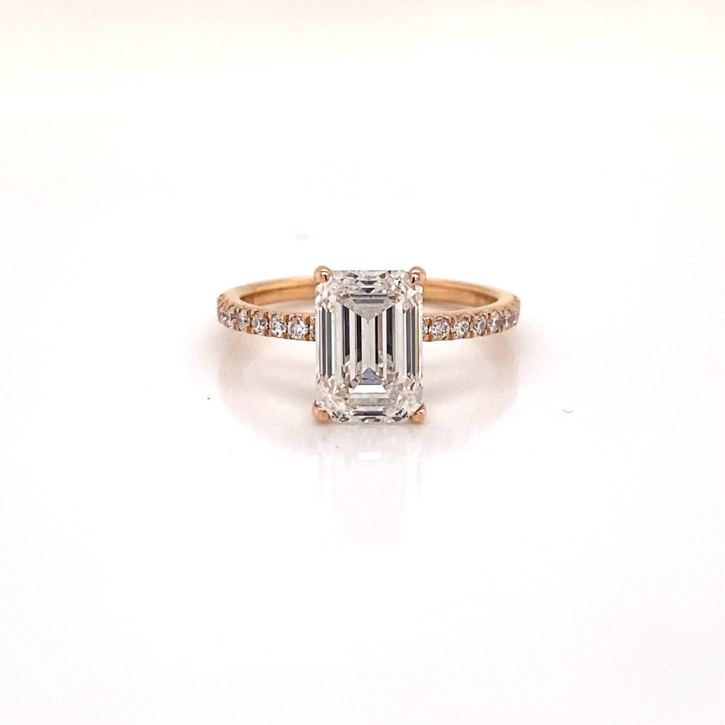 3 Carat Emerald Cut Lab Grown Diamond Engagement Ring Sidestones  IGI Certified