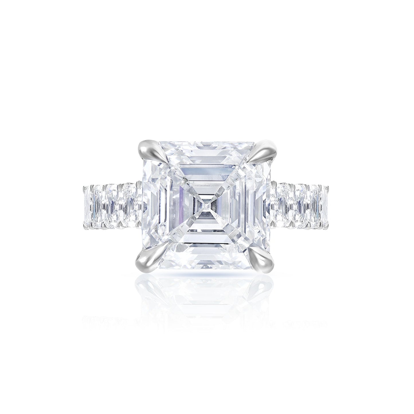 11 Carats Asscher Cut Lab Grown Diamond Engagement Ring. IGI Certified