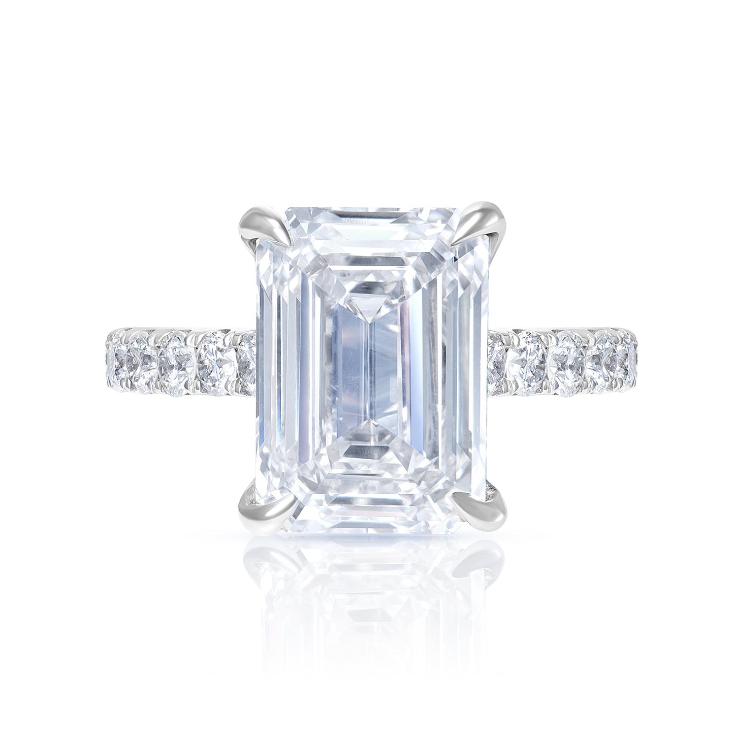 LUNA 9 Carat Emerald Cut Lab Grown Diamond Engagement Ring. IGI Certified