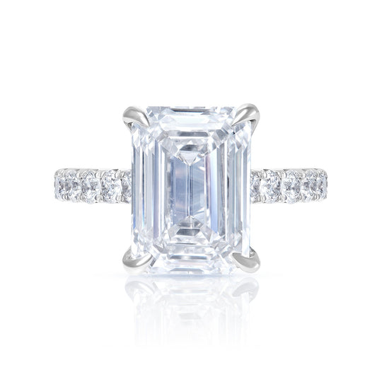 LUNA 9 Carat Emerald Cut Lab Grown Diamond Engagement Ring. IGI Certified