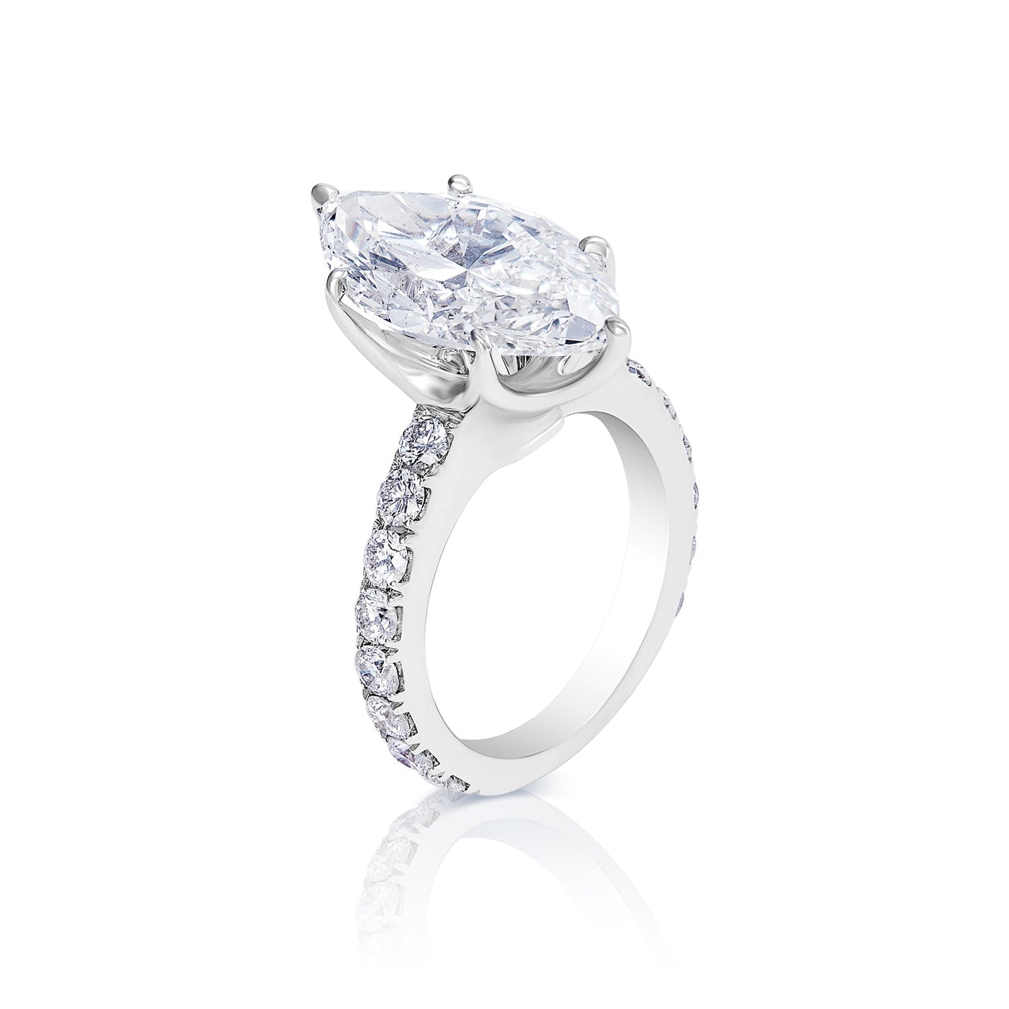 8 Carat Marquise Cut Lab Grown Diamond Engagement Ring. IGI Certified