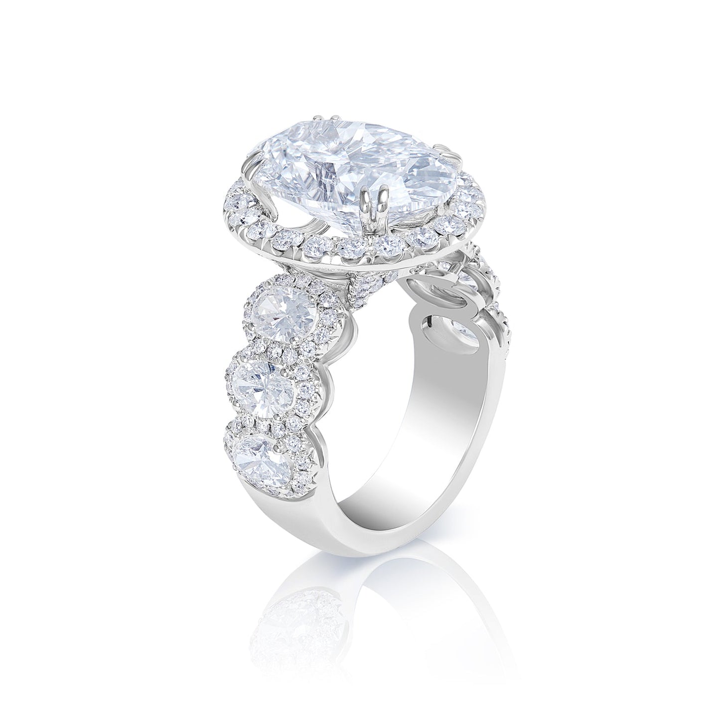 Lawra 10 Carats E VS1 Oval Cut Lab Grown Diamond Engagement Ring in 18k White Gold. GIA Certified.