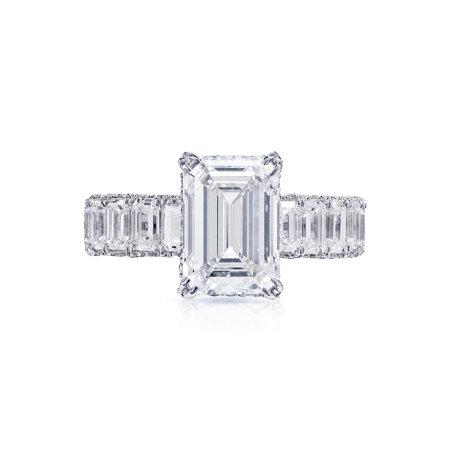 LUCIA 9 Carat Emerald Cut Lab Grown Diamond Engagement Ring. Emerald Cut Eternity Band.  IGI Certified