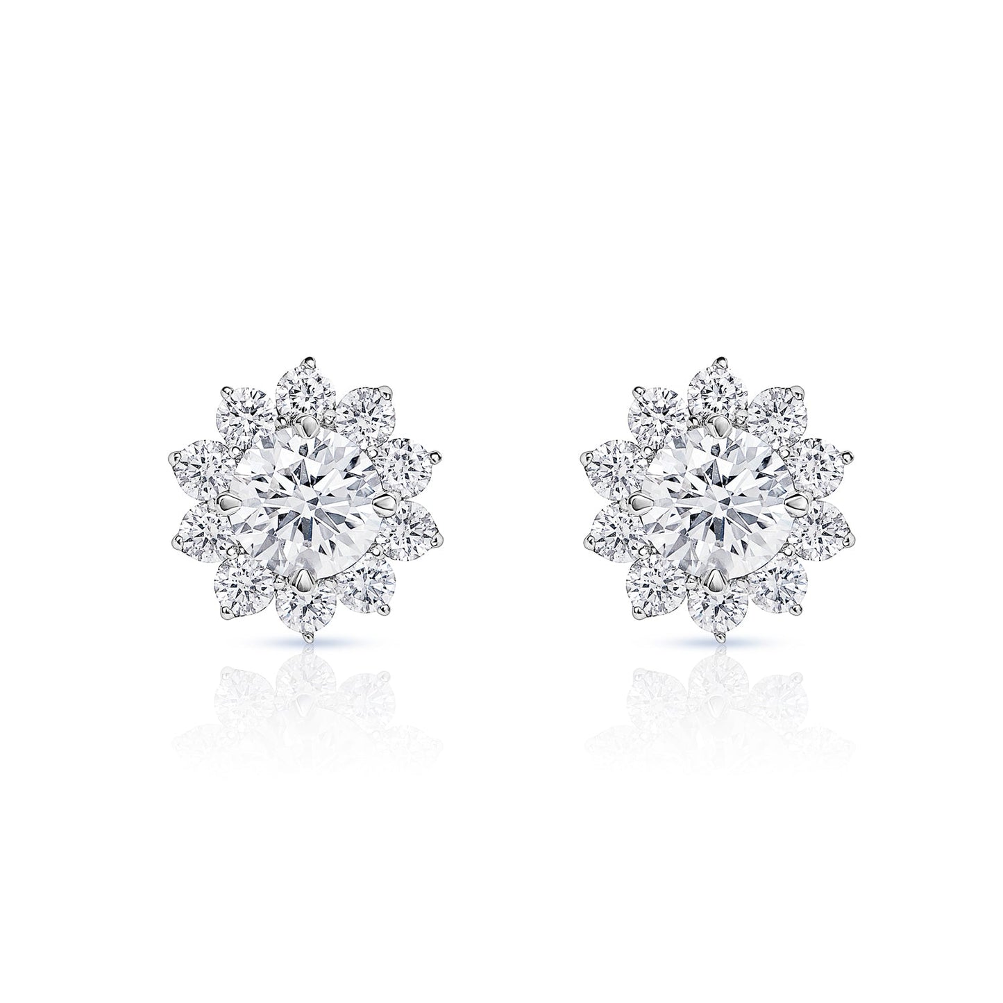 Maria 3 Carat Round Brilliant Lab Grown Diamond Stud Earrings in 18k White Gold Front View