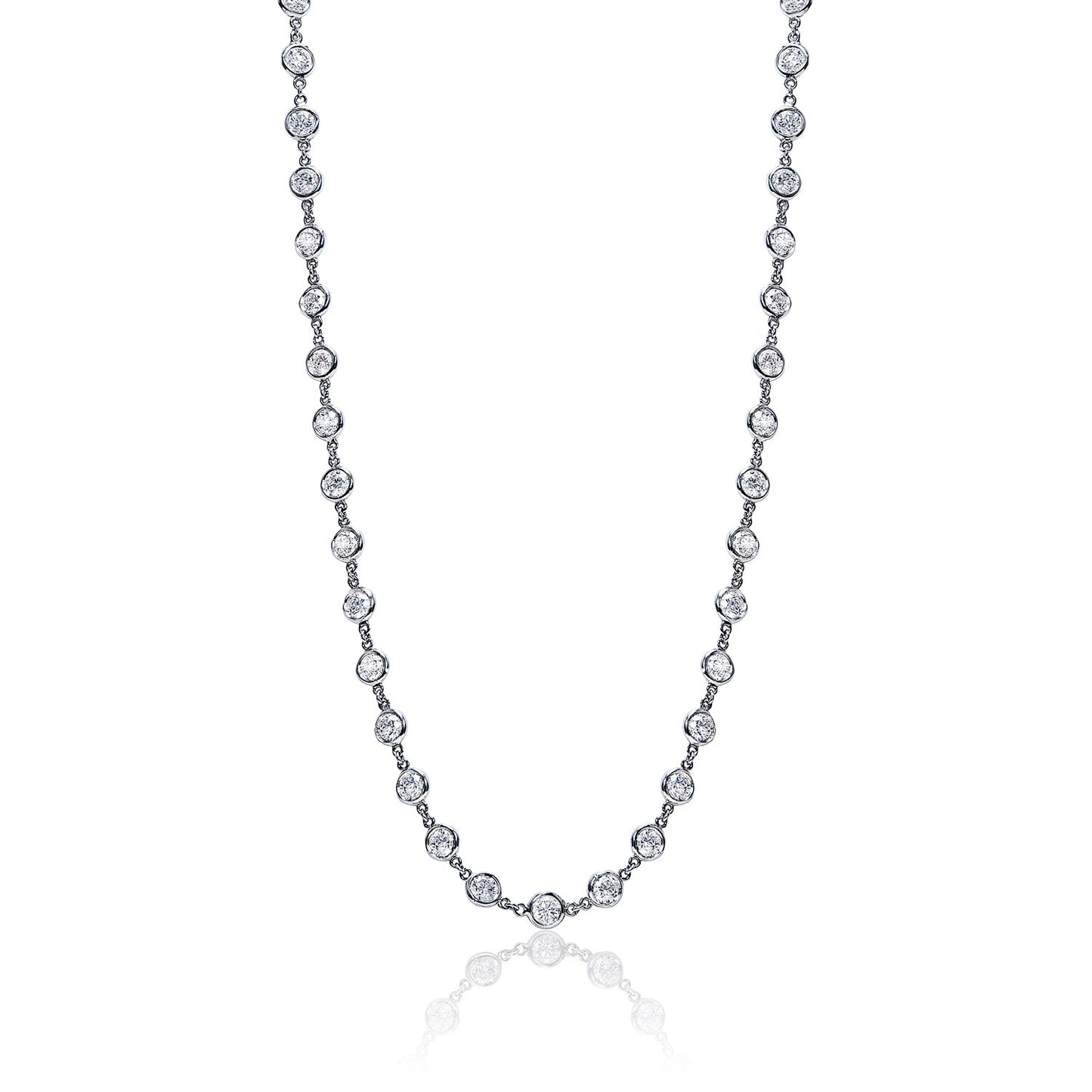 Kora 12 Carat Round Brilliant Diamonds By The Yard Necklace in 14KP For Ladies Full View