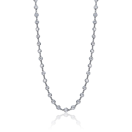 Kora 12 Carat Round Brilliant Diamonds By The Yard Necklace in 14KP For Ladies Full View