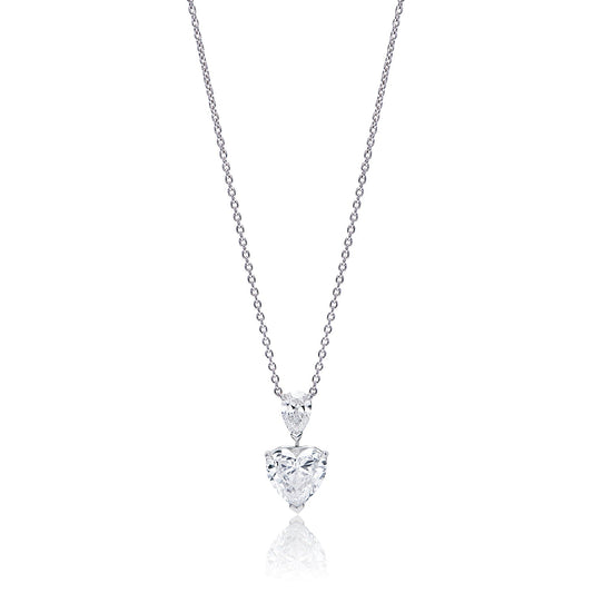 Thalia 4 Carat Heart Shape VS1 Diamond Necklace in Platinum For Ladies. GIA Full View