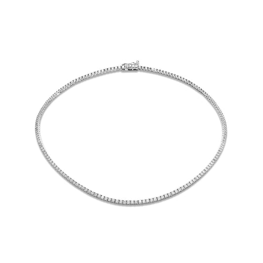 Owen 8 Carat Round Brilliant Diamond Necklace in 14kt White Gold For Men Full View