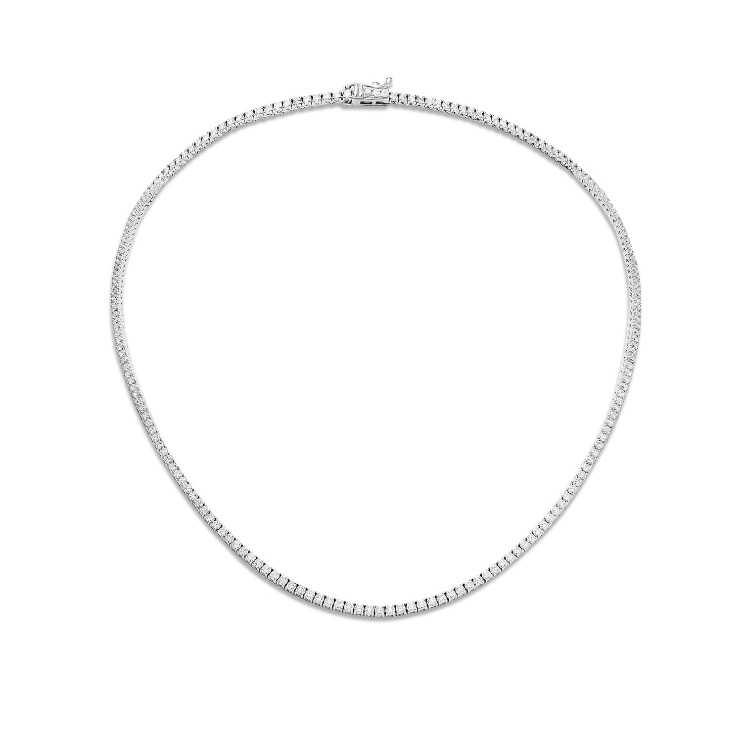 Jolie 3 Carat Round Brilliant Diamond Tennis Necklace in 14kt White Gold Full View