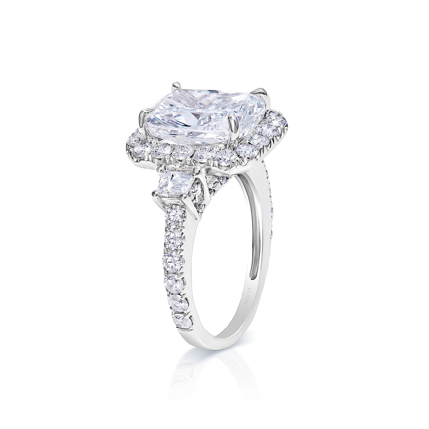 Lashell 6 Carat Cushion Cut Lab Grown Diamond Engagement Ring. Halo Eternity.  IGI Certified