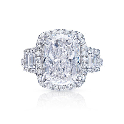 8 Carat Cushion Cut Lab Grown Diamond Engagement Ring Halo.  IGI Certified