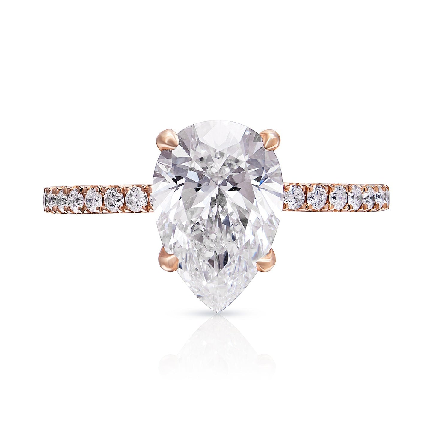 LUZ 2 Carat Pear Shaped Lab Grown Diamond Engagement Ring.18K Rose Gold. IGI Certified