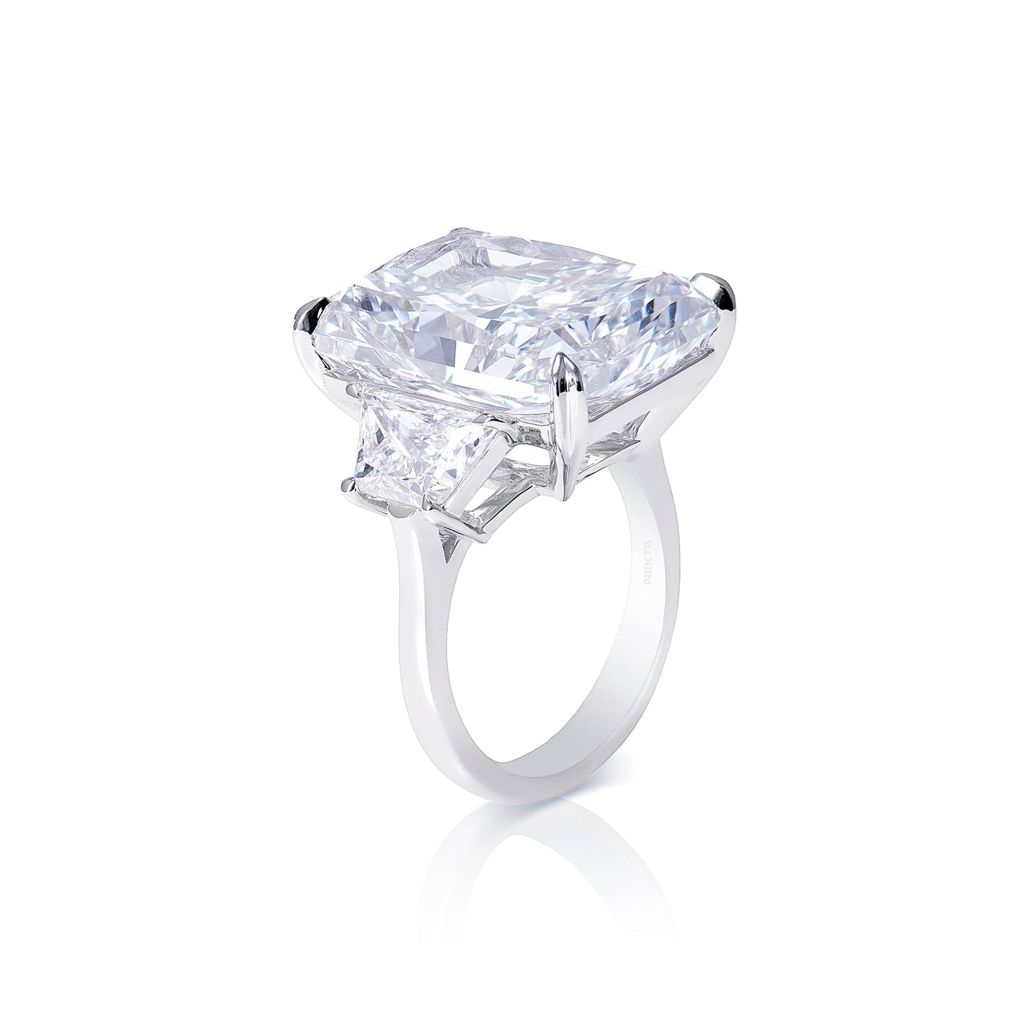 Like 23 Carat F SI1 Radiant Cut Lab Grown Diamond Engagement Ring in Platinum Side View