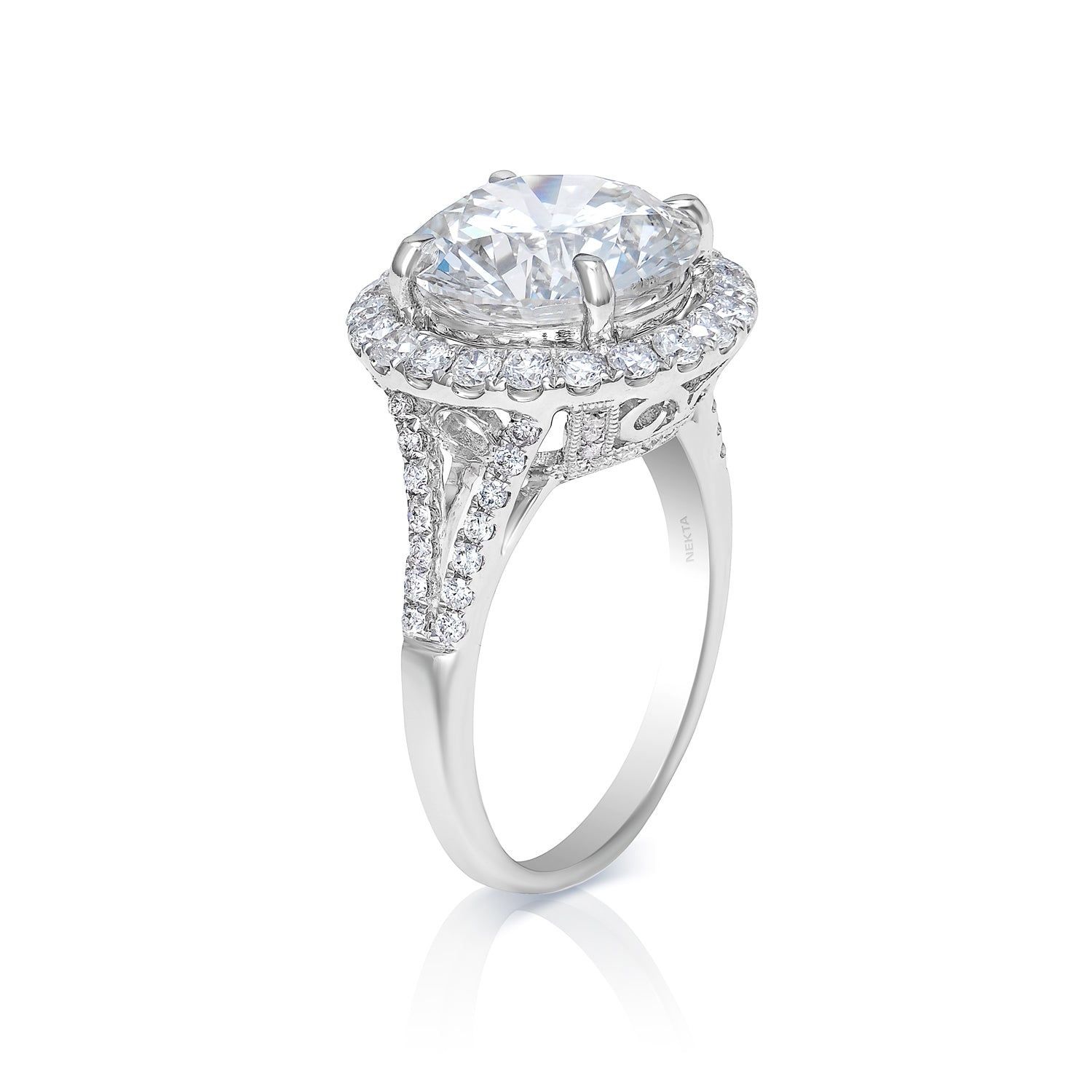 Lyric 6 Carat Round Brilliant Lab Grown Diamond Engagement Ring in White Gold Side View