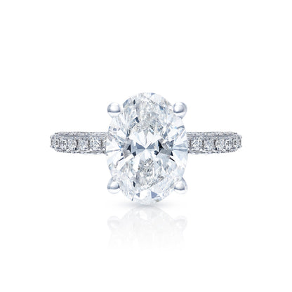 Landyn 6 Carat G SI1Oval Cut Lab-Grown Diamond Engagement Ring in 18kt White Gold Front View