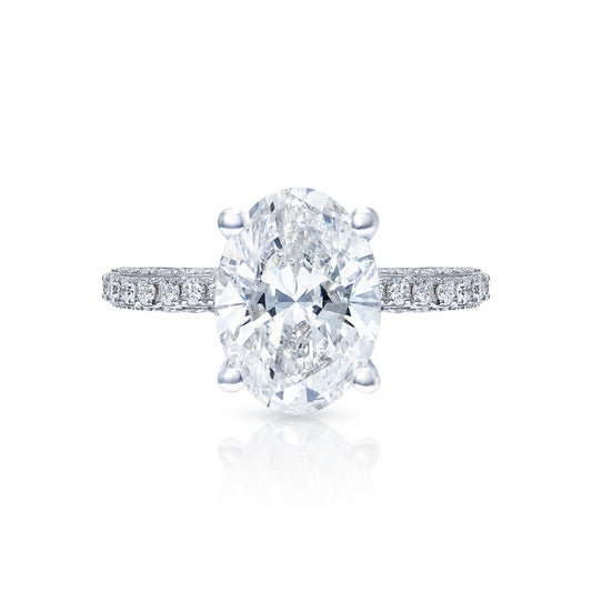 Landyn 6 Carat G SI1Oval Cut Lab-Grown Diamond Engagement Ring in 18kt White Gold Front View