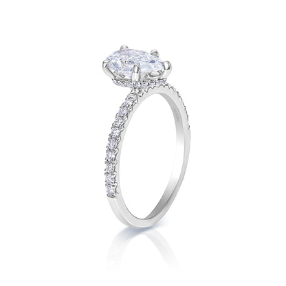 Laney 1 Carat E VS2 Pear Shape Lab Grown Diamond Engagement Ring VS2 in Platinum Side View