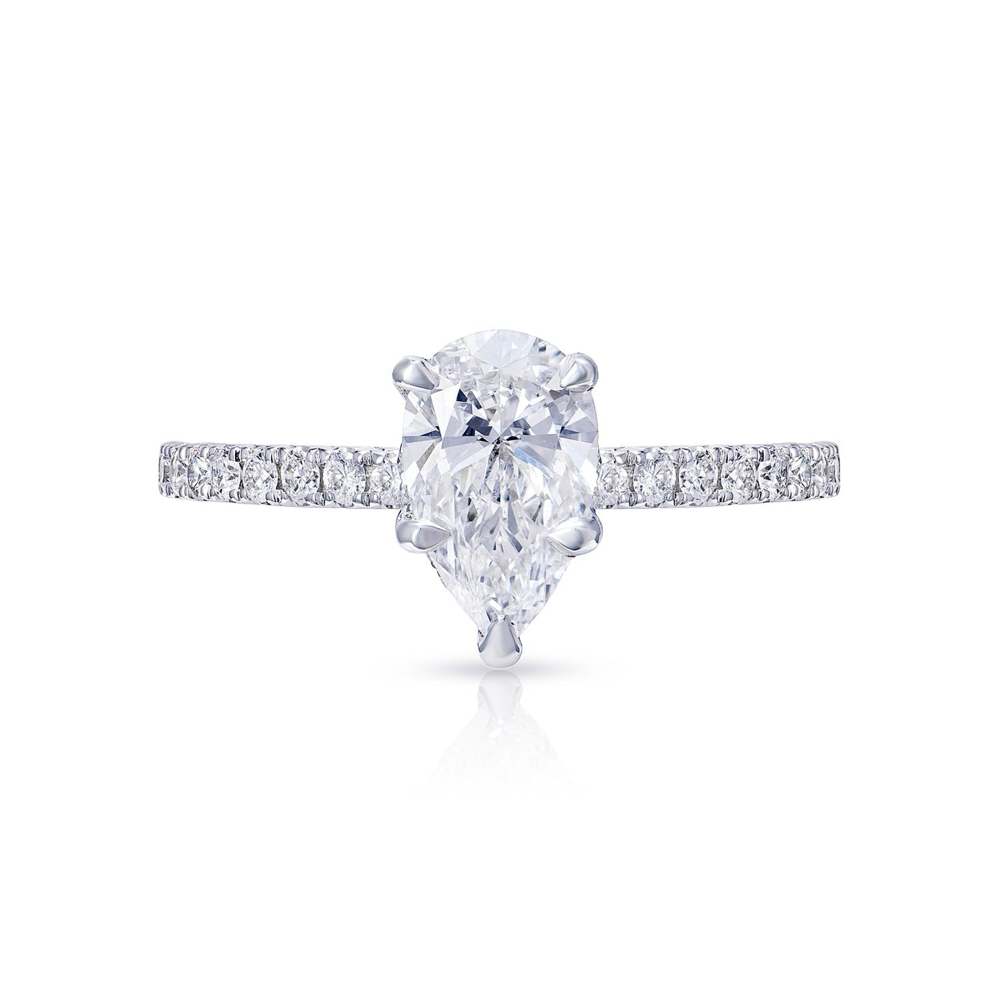 Laney 1 Carat E VS2 Pear Shape Lab Grown Diamond Engagement Ring VS2 in Platinum Front View