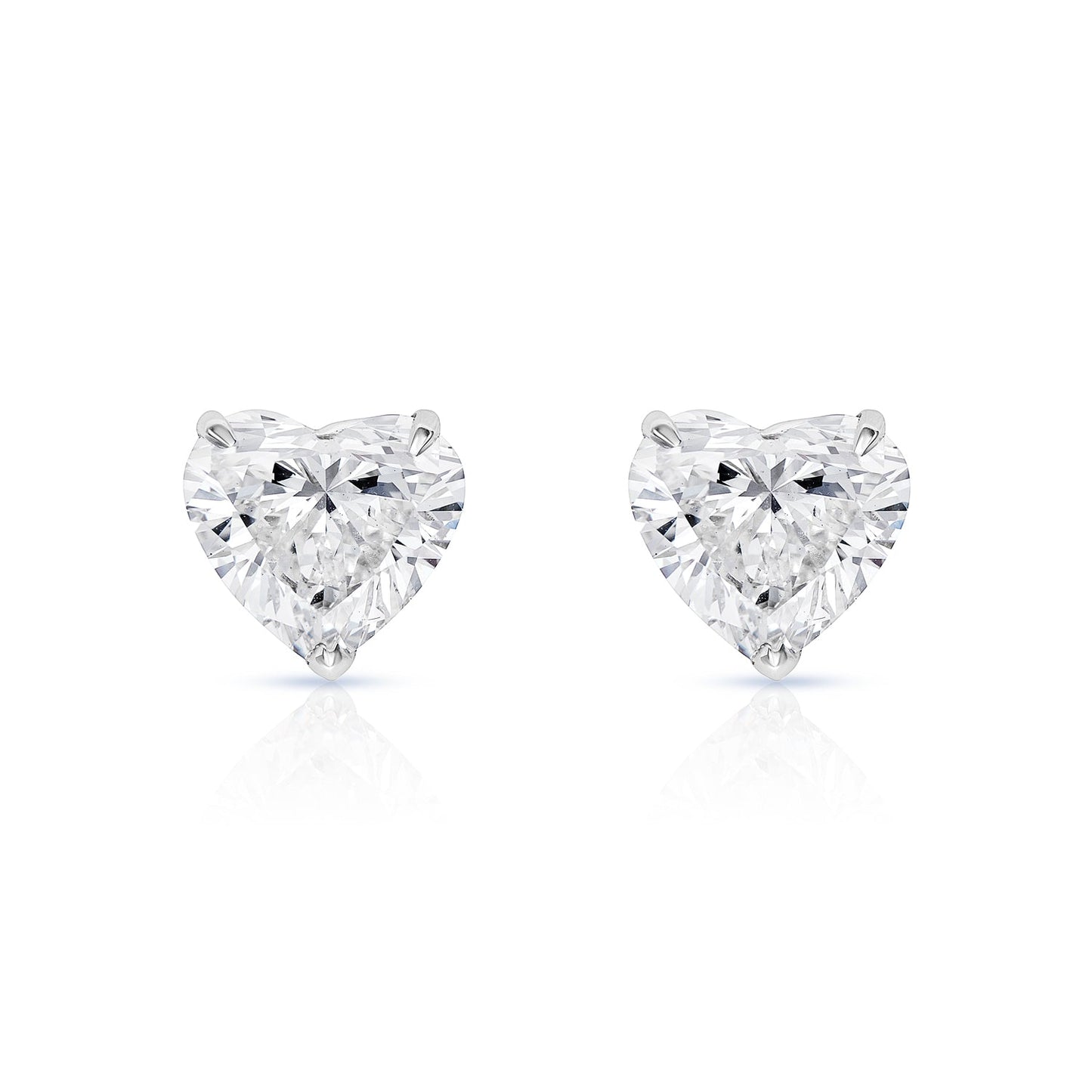 Lilianna 6 Carat H VS2 Heart Shape Lab Grown Diamond Stud Earrings in 14k White Gold Front View