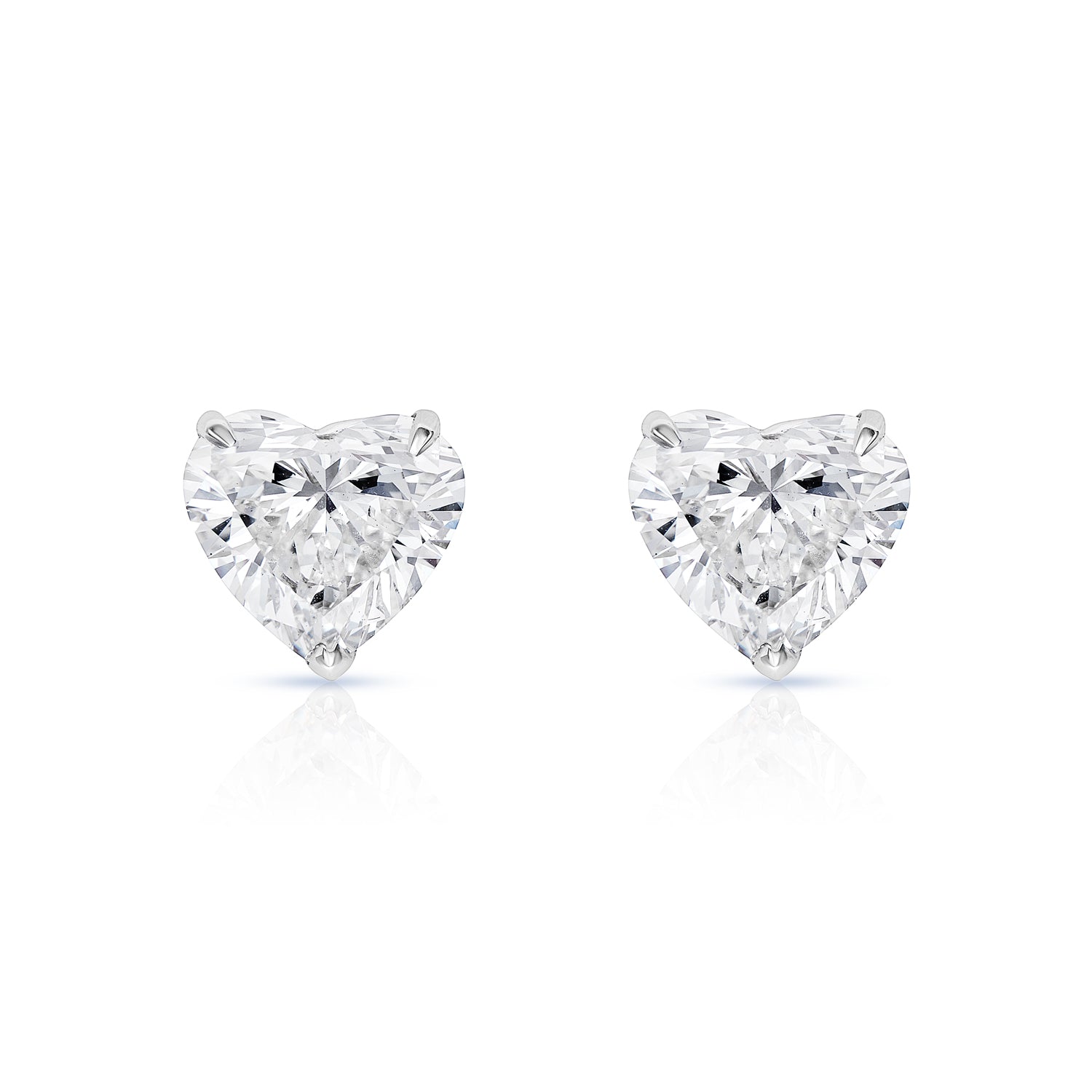 Lilianna 6 Carat H VS2 Heart Shape Lab Grown Diamond Stud Earrings in 14k White Gold Front View