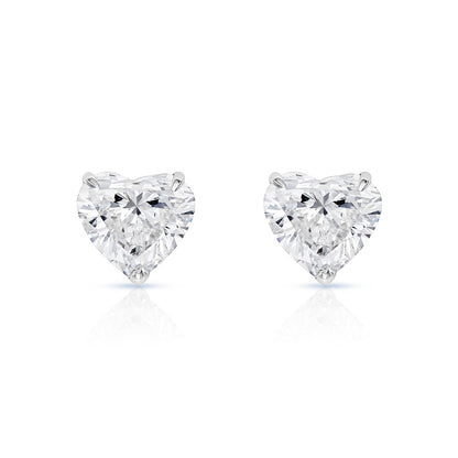 Lilianna 6 Carat H VS2 Heart Shape Lab Grown Diamond Stud Earrings in 14k White Gold Front View