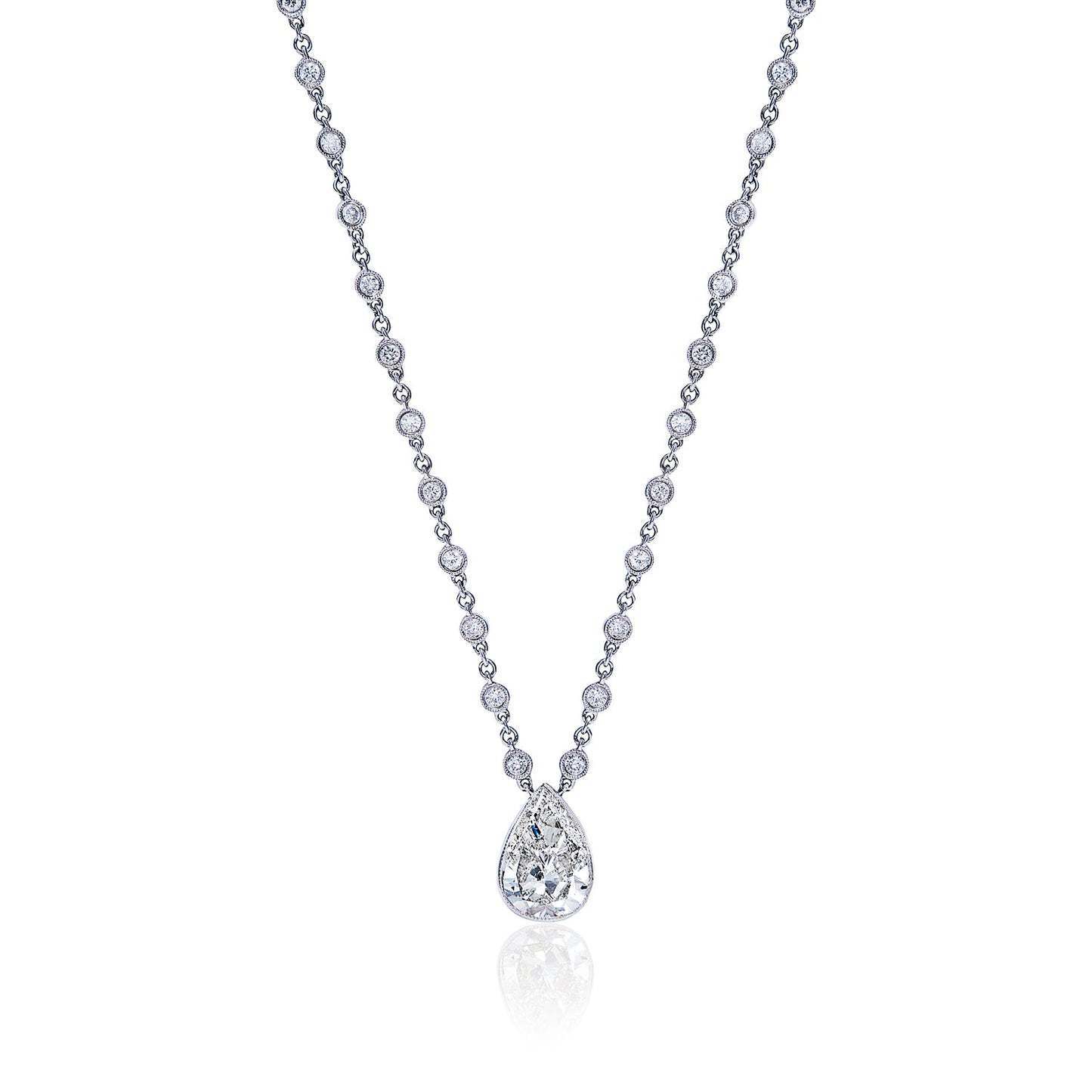 Dani 7 Carat Pear Shape Diamond Pendant Necklace in 18 Karat White Gold