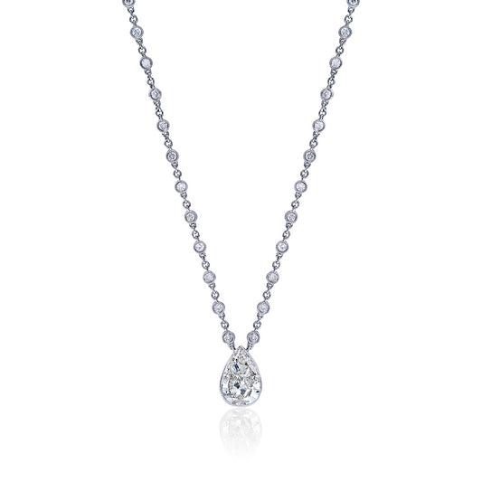 Dani 7 Carat Pear Shape Diamond Pendant Necklace in 18 Karat White Gold