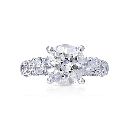 Aviana 4 Carat G VS2 Round Brilliant Cut Diamond Engagement Ring in 18kt White Gold Front View