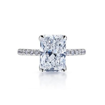 LORENA 4 Carat F VS1 Radiant Cut Lab Grown Diamond Engagement Ring Front VIew