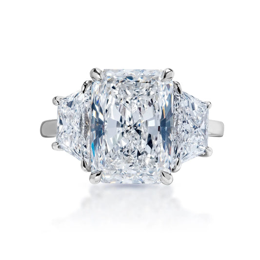 Lea 7 Carat F VVS2 Radiant Cut Lab Grown Diamond Engagement Ring in Platinum Front View