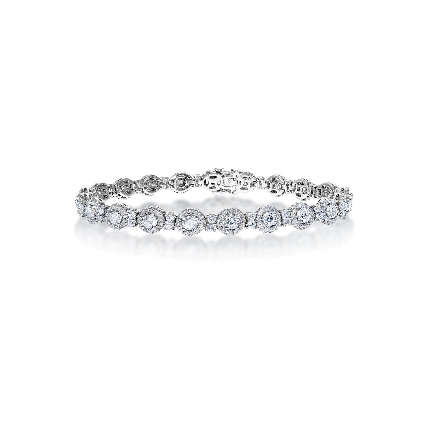 Amira 5 Carats Round Brilliant Single Row Bracelet in 18k White Gold Full View