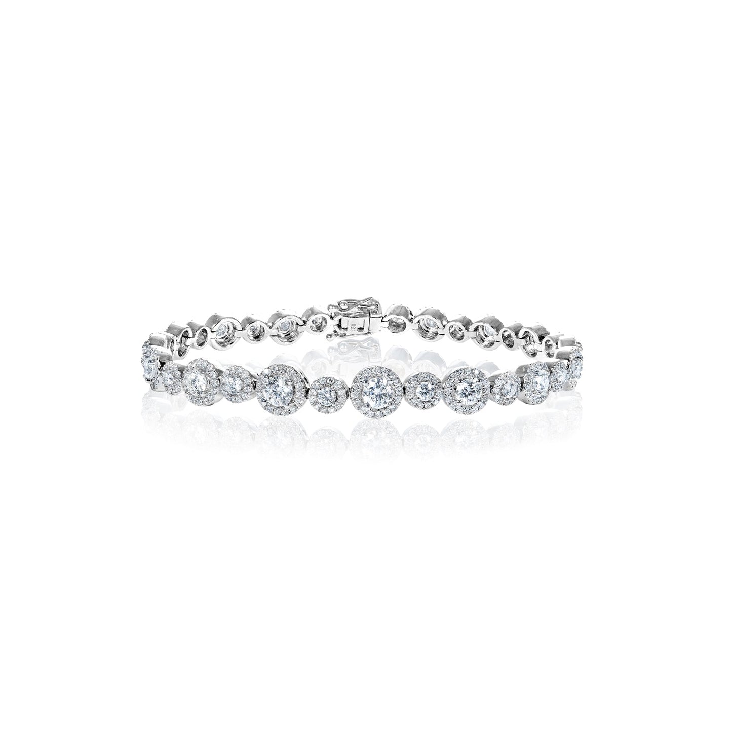 Elsie 4 Carats Round Brilliant Cut Diamond Single Row Bracelet in 18k White Gold Full view