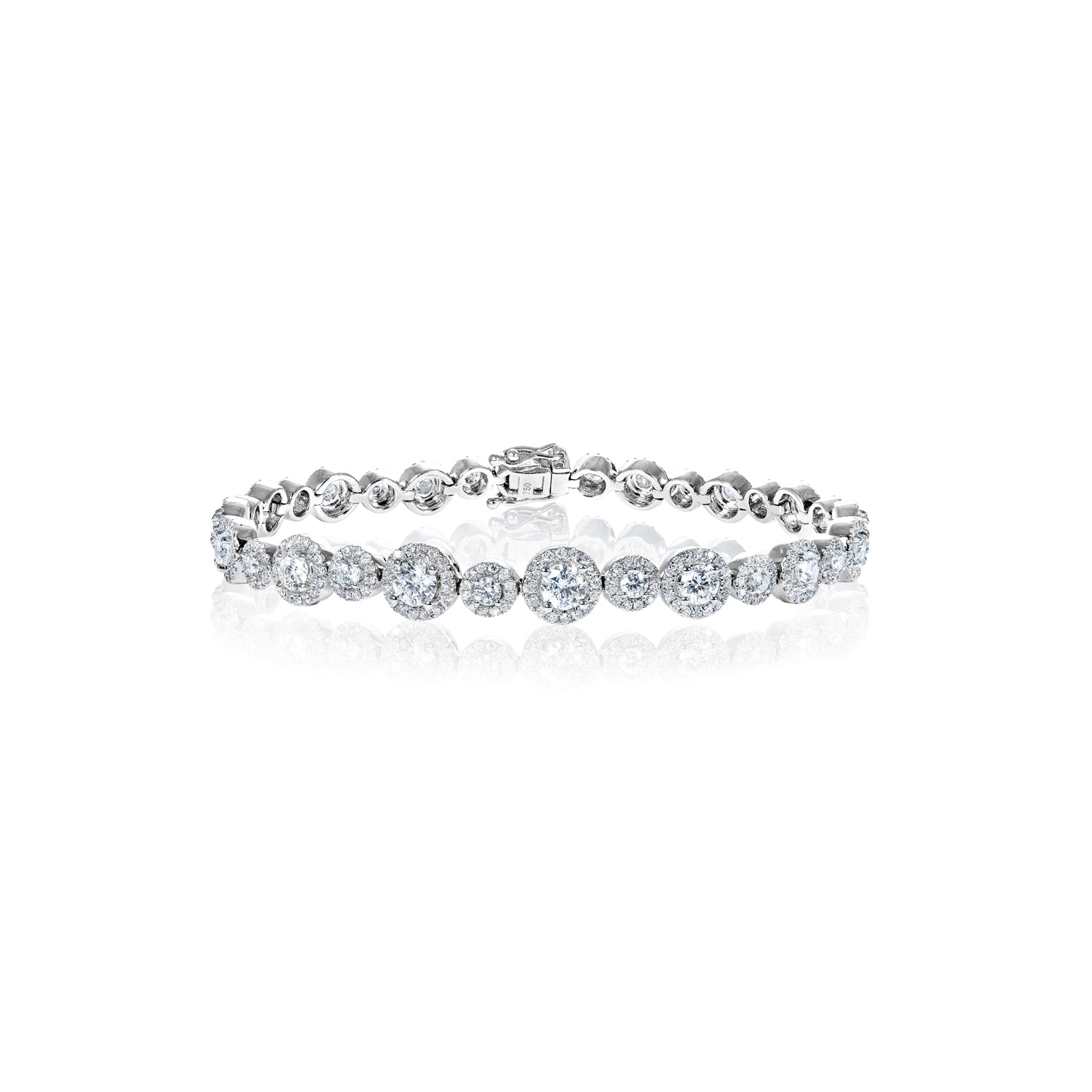 Elsie 4 Carats Round Brilliant Cut Diamond Single Row Bracelet in 18k White Gold Full view