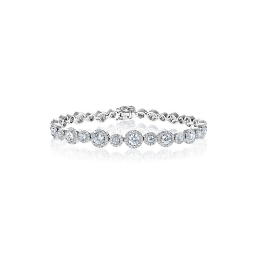 Elsie 4 Carats Round Brilliant Cut Diamond Single Row Bracelet in 18k White Gold Full view