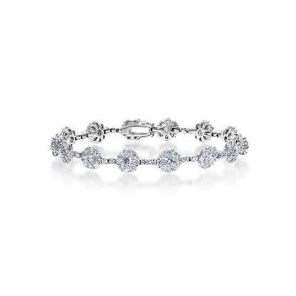 Kamila 7 Carats Round Brilliant Diamond Single Row Bracelet in 18k White Gold Full View