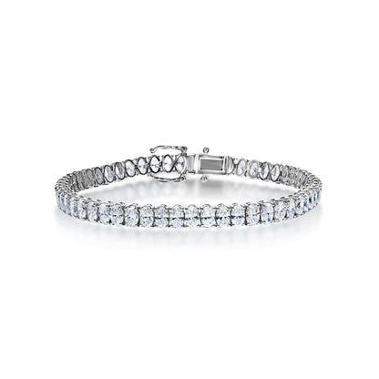 Nyla 11 Carats Oval Cut Diamond Single Row Bracelet in 18k White Gold Full view