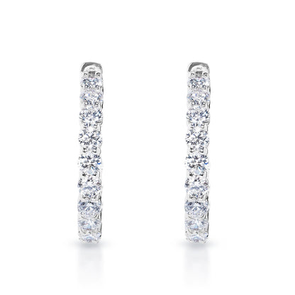 Lulu 9 Carat Round Brilliant Lab Grown Diamond Hoop Earrings in 14k White Gold Front View