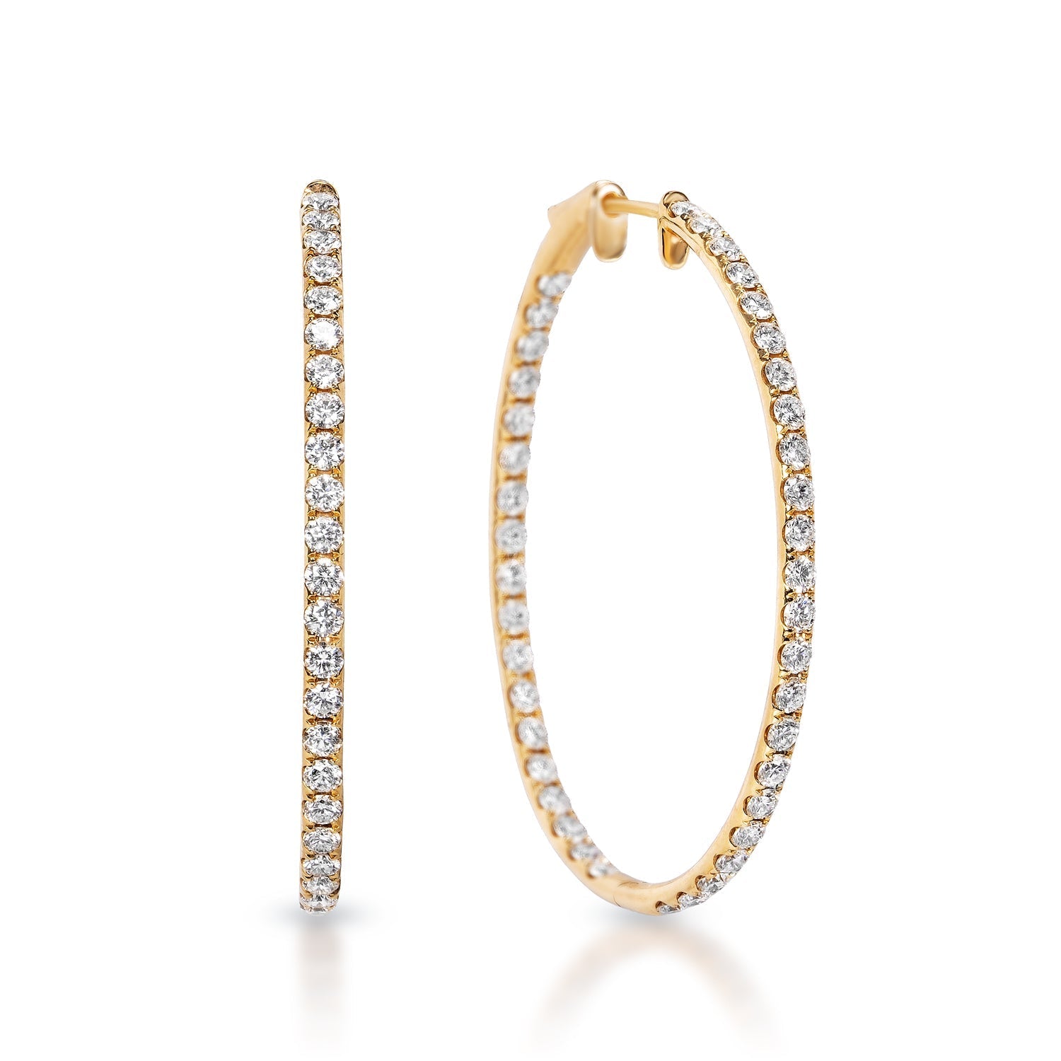 14K Gold Diamond Hoop Earrings